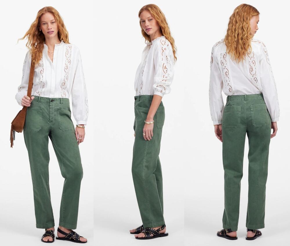 Madewell NWT The Taper Leg 12 Utility Pants Garment Dyed Twill Green Gopcore